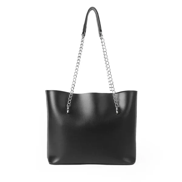 CHAIN STRAPS BLACK TOTE